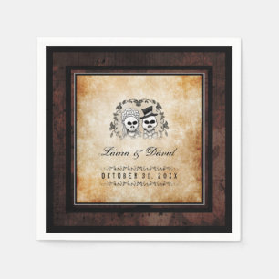 Halloween Brown Gothic Skeletons Matching Wedding Paper Napkins