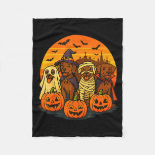 Halloween Brown Labrador Ghost Soky Chocolate Lab Fleece Blanket