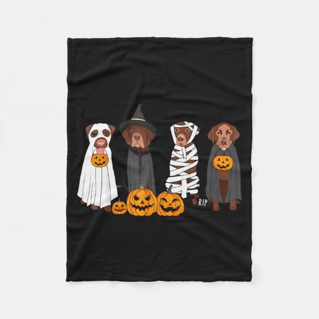 Halloween Brown Labrador Ghost Soky Chocolate Lab  Fleece Blanket (Front)