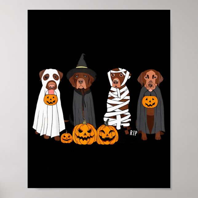 Halloween Brown Labrador Ghost Soky Chocolate Lab  Poster (Front)