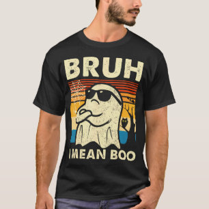 Halloween Bruh Ghost Boo Skull Pumpkin Boys Kids T-Shirt