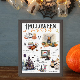 Halloween Bucket List | Watercolor Illustrations Poster