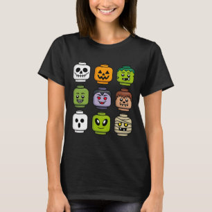 Halloween Building Brick Head Pumpkin Ghost Zombie T-Shirt