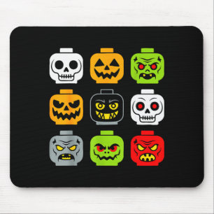 Halloween Building Brick Head Shirt Adult Men Kids Mouse Pad