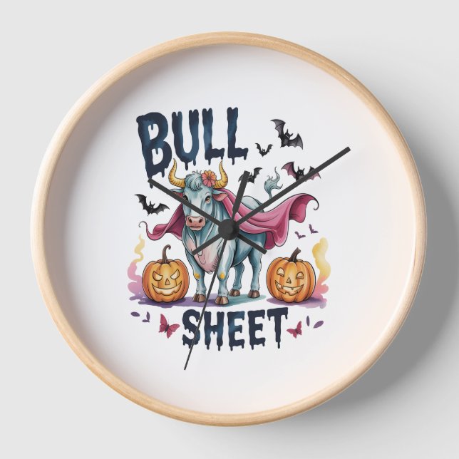Halloween Bull Sheet,Funny Ghost Cow Clock (Front)