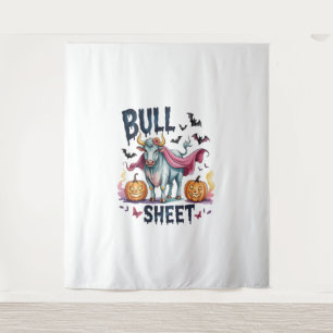 Halloween Bull Sheet,Funny Ghost Cow Tapestry