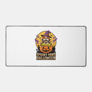 Halloween Bulldog Pumpkin Night Desk Mat