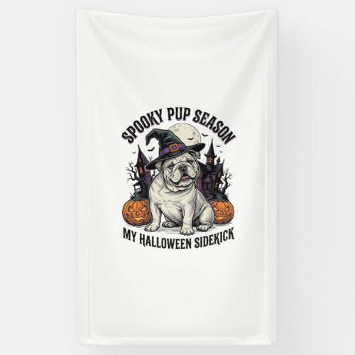Halloween Bulldog Shirt Cute Witch Dog Vintage Gra Banner