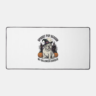 Halloween Bulldog Shirt Cute Witch Dog Vintage Gra Desk Mat