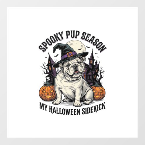 Halloween Bulldog Shirt Cute Witch Dog Vintage Gra Floor Decals