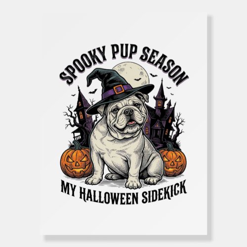 Halloween Bulldog Shirt Cute Witch Dog Vintage Gra Foam Board