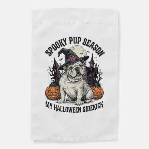 Halloween Bulldog Shirt Cute Witch Dog Vintage Gra Garden Flag