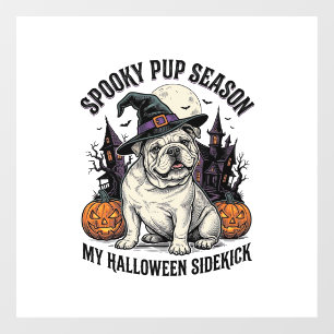 Halloween Bulldog Shirt Cute Witch Dog Vintage Gra Window Cling