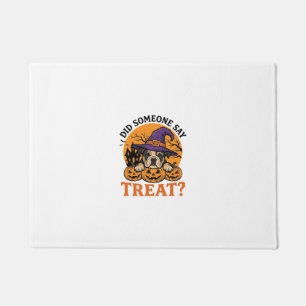 Halloween Bulldog Witch Dog Treat Vintage Shirt De Doormat