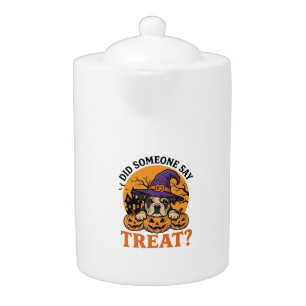 Halloween Bulldog Witch Dog Treat Vintage Shirt De Teapot