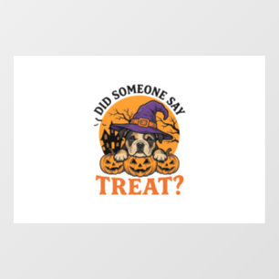 Halloween Bulldog Witch Dog Treat Vintage Shirt De Window Cling