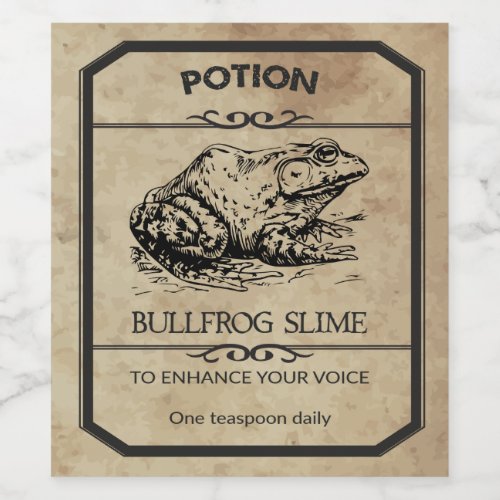 Halloween Bullfrog Slime Apothecary Wine Label