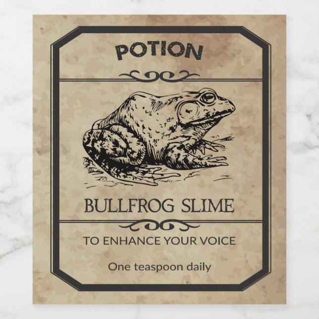 Halloween Bullfrog Slime Apothecary Wine Label (Single Label)