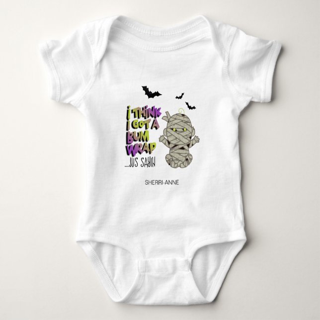 Halloween Bum Wrap Mummy Baby Green ID683 Baby Bodysuit (Front)