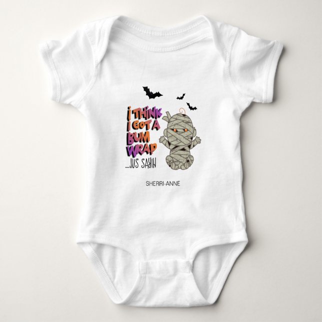 Halloween Bum Wrap Mummy Baby Orange ID683 Baby Bodysuit (Front)
