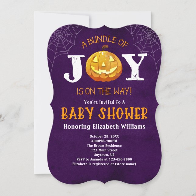 Halloween Bundle Of Joy Pumpkin Baby Shower Invitation (Front)