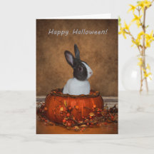 Halloween Bunny in a Wicker Pumpkin