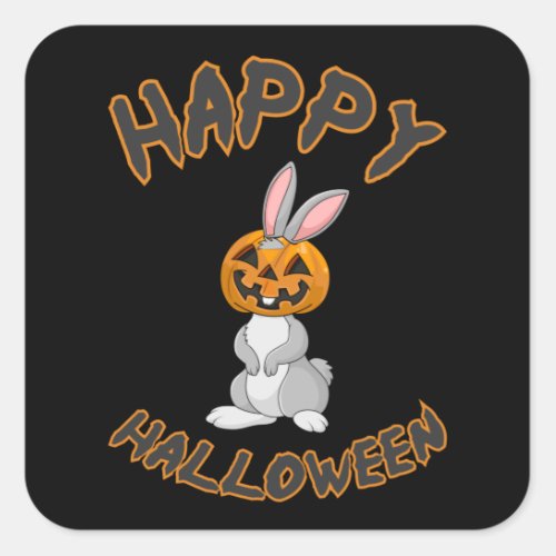 Halloween Bunny Rabbit Pumpkin Horror Gift Idea Square Sticker