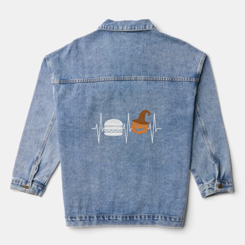 Halloween Burger  Heartbeat Halloween Burger  Denim Jacket