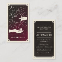 Halloween Burgundy Tarot Wedding Save the Date