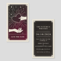 Halloween Burgundy Tarot Wedding Save the Date Business Card
