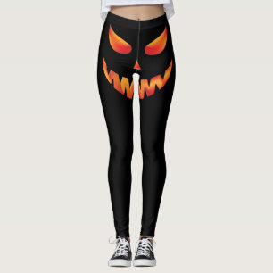 Halloween Burning Pumpkin Face Leggings