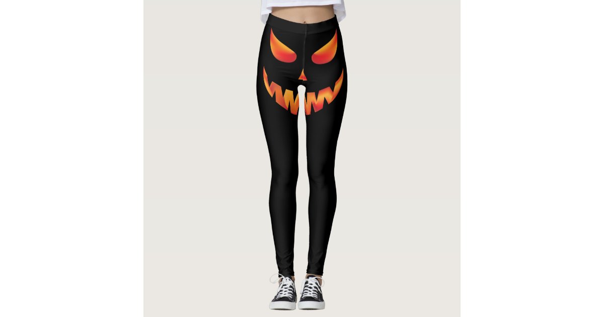 Halloween Burning Pumpkin Face Leggings