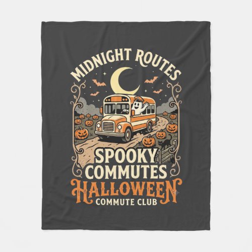 Halloween Bus Driver Midnight Route Fleece Blanket