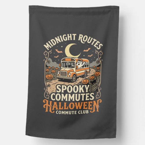 Halloween Bus Driver Midnight Route House Flag