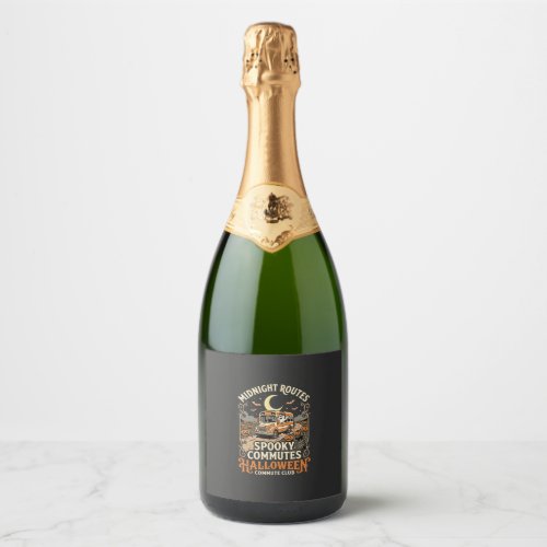 Halloween Bus Driver Midnight Route Sparkling Wine Label