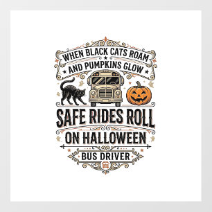 Halloween Bus Driver Spooky Vintage Engraving Shir Floor Decals