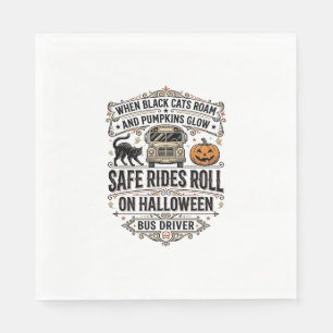 Halloween Bus Driver Spooky Vintage Engraving Shir Napkins