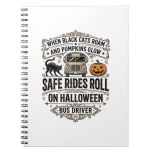 Halloween Bus Driver Spooky Vintage Engraving Shir Notebook