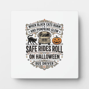 Halloween Bus Driver Spooky Vintage Engraving Shir Plaque