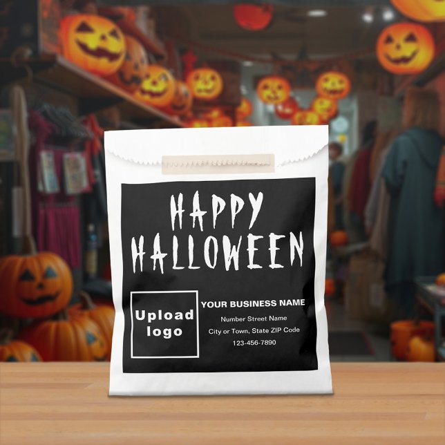 Halloween Business Black Background Paper Bag (Black business brand on paper bag for Halloween)