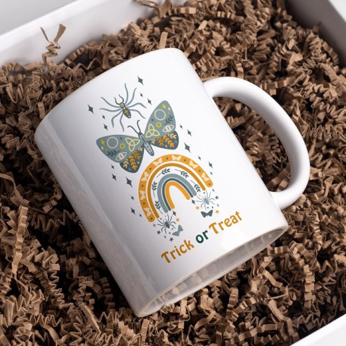 Halloween butterflies rainbow and spiders coffee mug