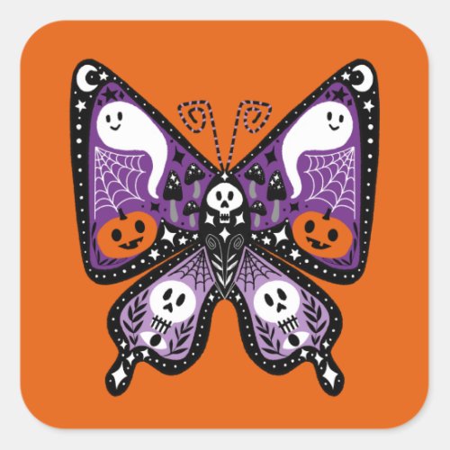 Halloween Butterfly square Square Sticker