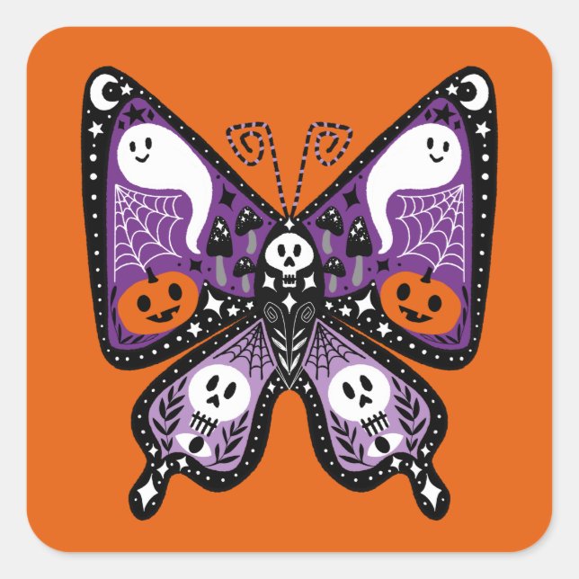 Halloween Butterfly square Square Sticker (Front)