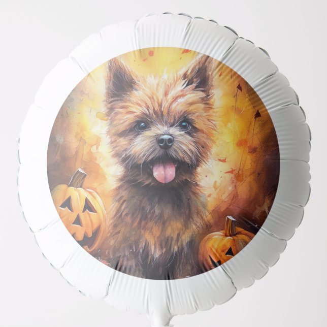 Halloween Cairn Terrier With Pumpkins Scary  Balloon (Front)