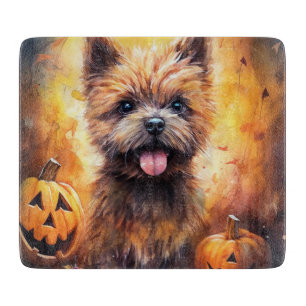 Halloween Cairn Terrier With Pumpkins Scary Cutting Board