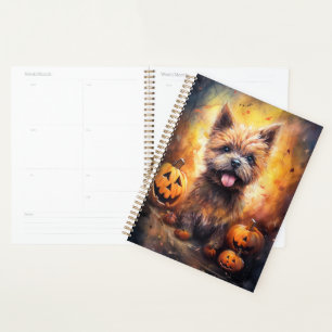 Halloween Cairn Terrier With Pumpkins Scary Planner