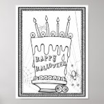 Halloween Cake Coloring Page Art Poster