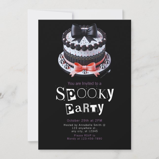Halloween Cake Cute Modern Minimalist Halloween Invitation (Front)