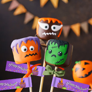 Halloween Cake Pop Tags & Straw Flags Wrap Around Address Label