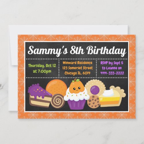 Halloween Cakes and Treats Birthday Party Invitation